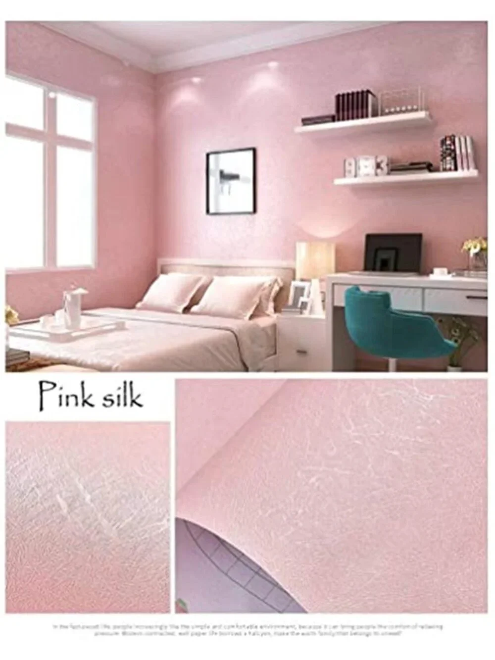 Pink Silk Peel and Stick Wallpaper Removable Self Adhesive Contact Paper Bedroom